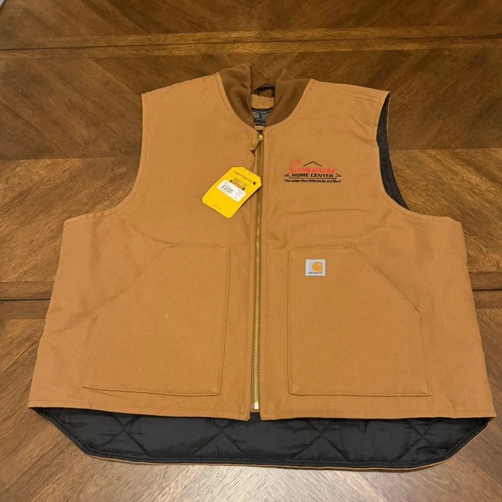 Carhartt Mens Duck Vest Relaxed Fit Brown Quilt Lined OV0001-M 2XL NWT